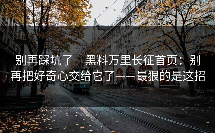别再踩坑了｜黑料万里长征首页：别再把好奇心交给它了——最狠的是这招